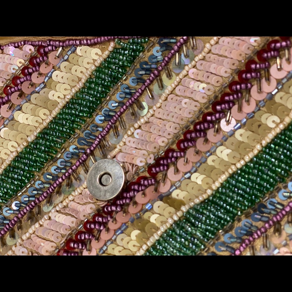 Multicolored Beaded & Sequence Rowed Clutch - image 7